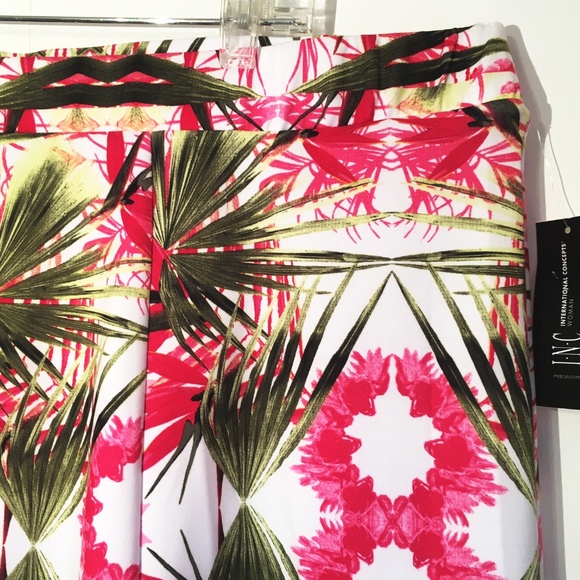 INC A-Line Fit Flare Skirt Pink Floral Tropical 3X - Picture 2 of 5